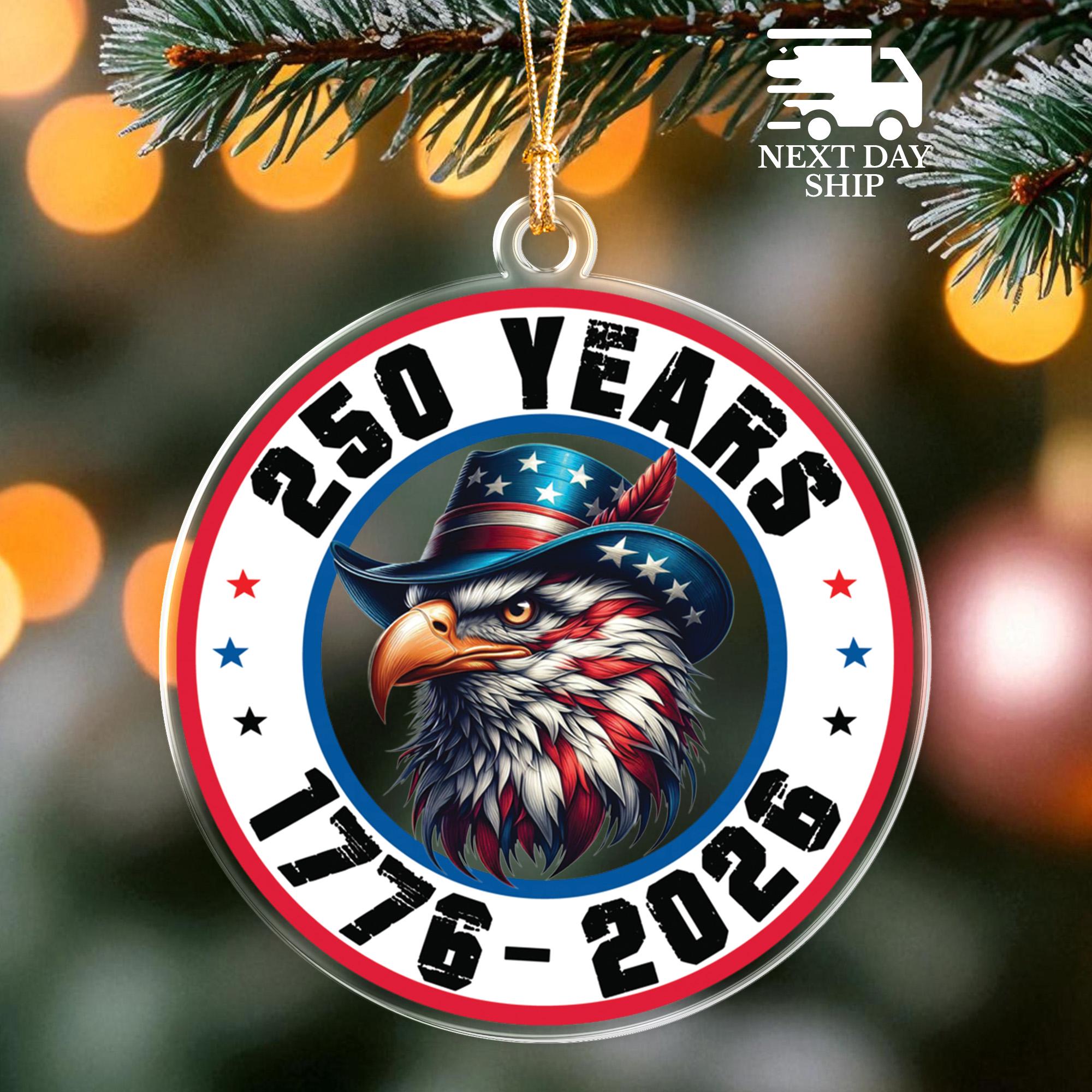 America 250 Years Acrylic Ornament, Patriotic Eagle Christmas Ornament, 1776 2026 Independence Keepsake, USA Holiday Tree Decoration