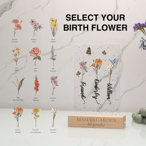 Birth Flower Plaque With Stand Etsy