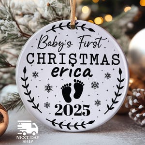 Baby's First Christmas Gift, Baby Name Ornament, Cute Baby Feet Ornament, Custom Newborn Name Keepsake, 2026 Baby Nursery Decor Ornament bild 10