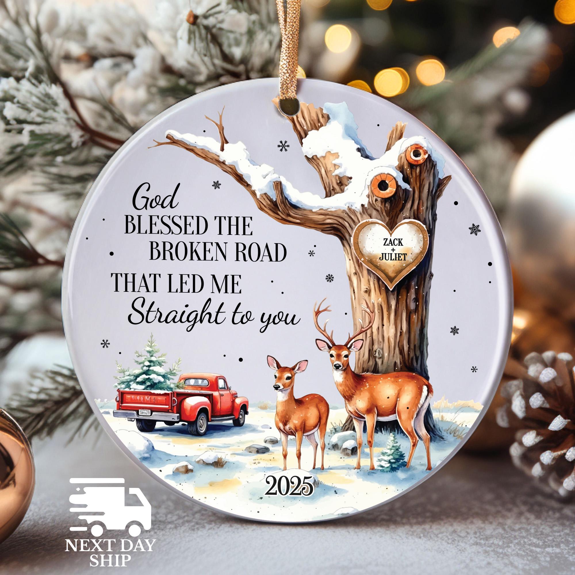 Christian Couple Christmas Ornament, Romantic Xmas Ornament, 2025 Wedding Ornament, First Christmas Together Ornament, Cute Deer Couple Name