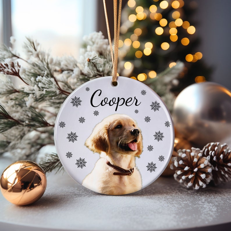 Personalized Puppy Picture Ornament, Custom Dog Ornament, Christmas Gifts, Gift For Dog Owners, Gift For Pet Lovers, Christmas Ornament Ceramic