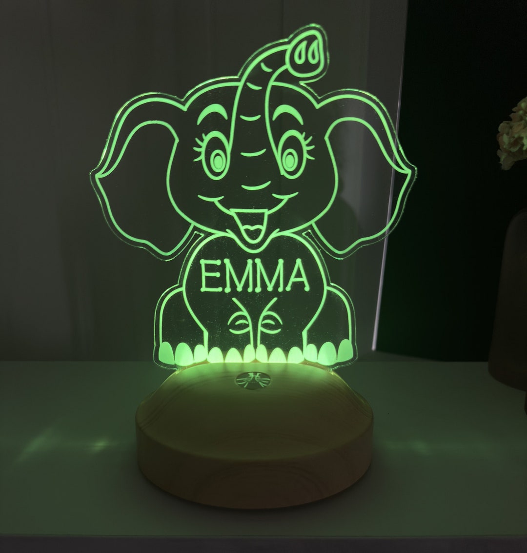 Elephant Bedside Light, Custom Animal Night Light, Kids Room Lighting 