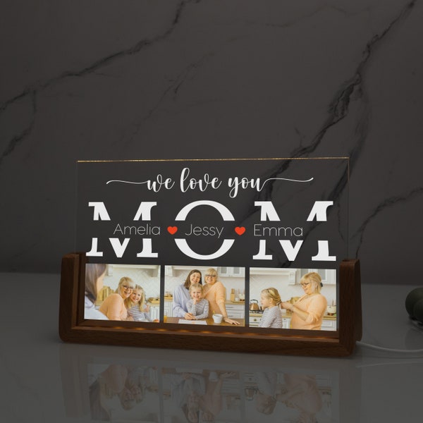 Personalized Mom Light Frame, Custom Acrylic Led Light for Mom, Mothers Day Gifts, Family Photo Sign, Cute Picture Display, Night Light