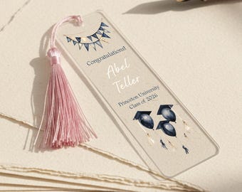 Personalized Graduation Bookmark, Acrylic Tassel Bookmark, Class of 2026 Gift, Custom Graduate Name Bookmark, Graduation Keepsake Gift