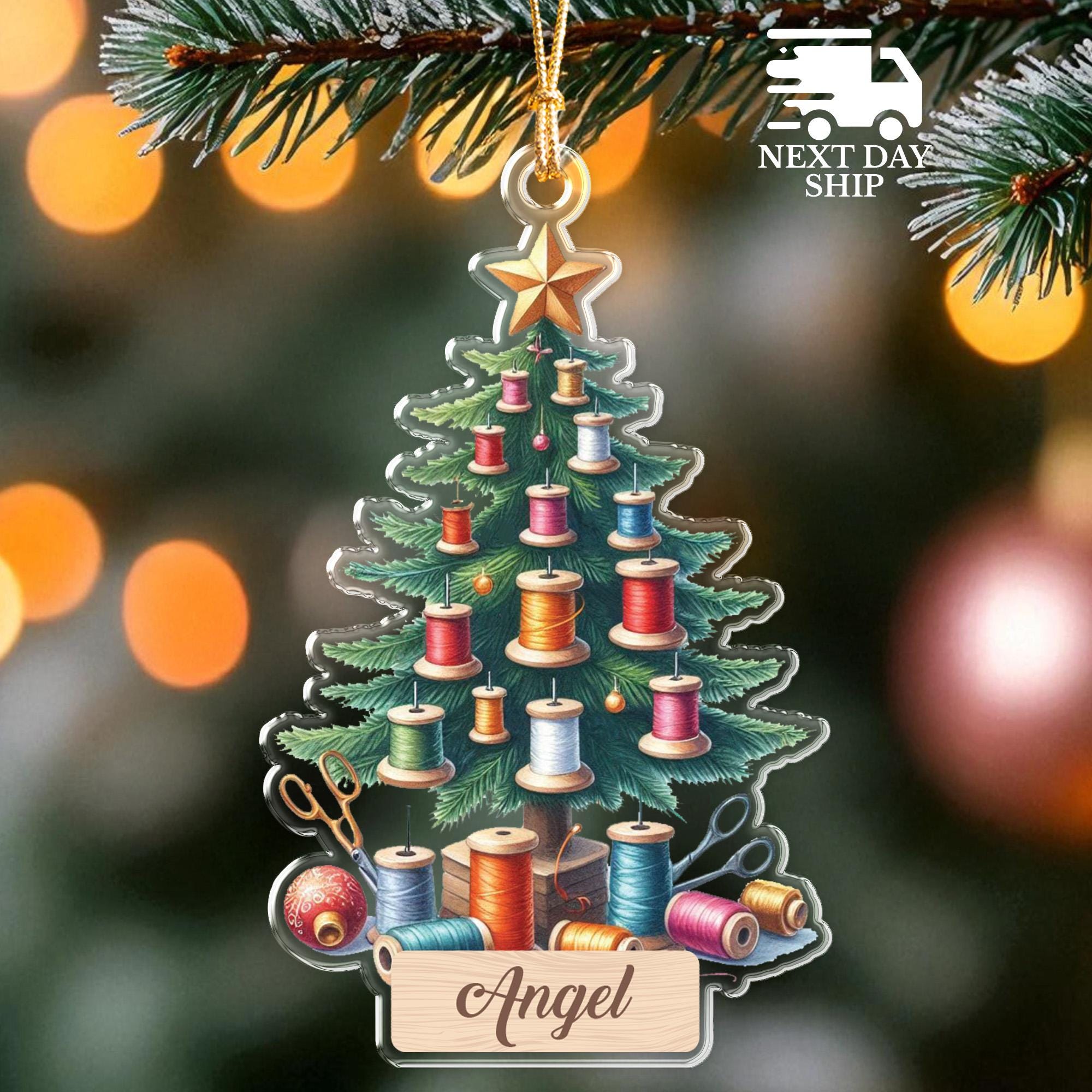 Sewing Spirit Christmas Ornament, Threaded Tree of Joy, Sewists Holiday Keepsake, The Stitcher’s Christmas Tree, Gift For Grandma And Mother