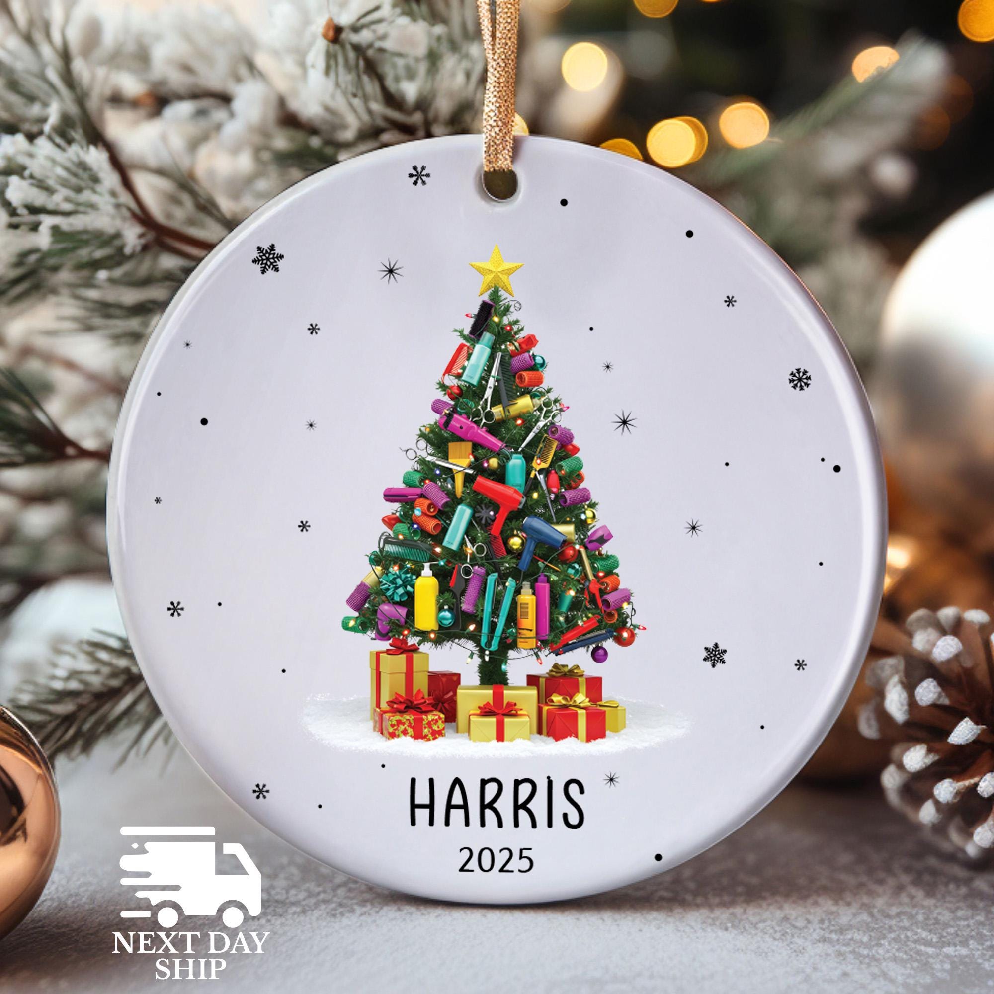 Personalized Hairdresser Christmas Ornament 2025, Custom Name Barber Stylist Holiday Tree Decoration, Gift for Salon and Beauty Lovers