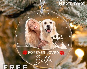 Forever Loved Dog Ornament, Custom Dog Picture Ornament, Valentines Gifts, Gift For Dog Owners, Pet Loss Ornament, Valentines Keepsake