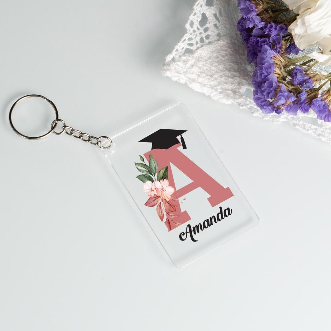 Custom Acrylic Keychain, Graduation Initial Keyring, Personalized Gifts ...