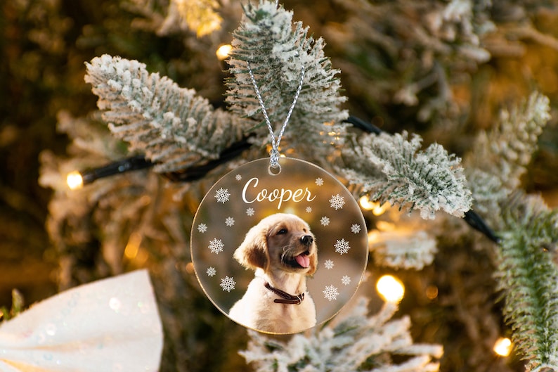 Personalized Puppy Picture Ornament, Custom Dog Ornament, Christmas Gifts, Gift For Dog Owners, Gift For Pet Lovers, Christmas Ornament Frosted