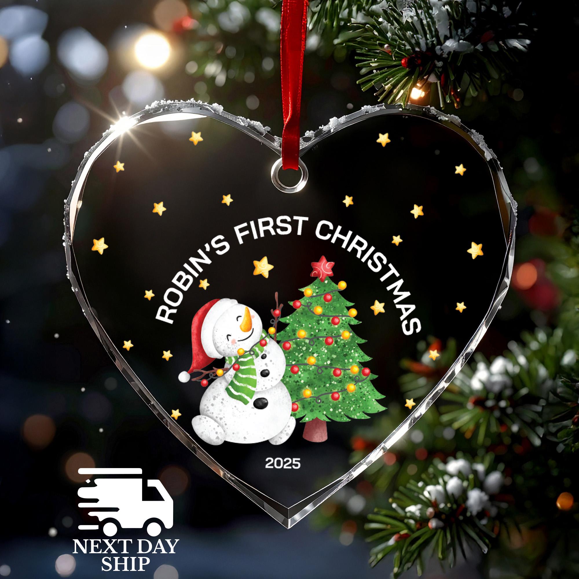 Kids Name Ornament, Christmas Snowman Ornament, Christmas Tree Hanging Ornament, Personalized Baby's Name Ornament, 2025 Born Baby Keepsake