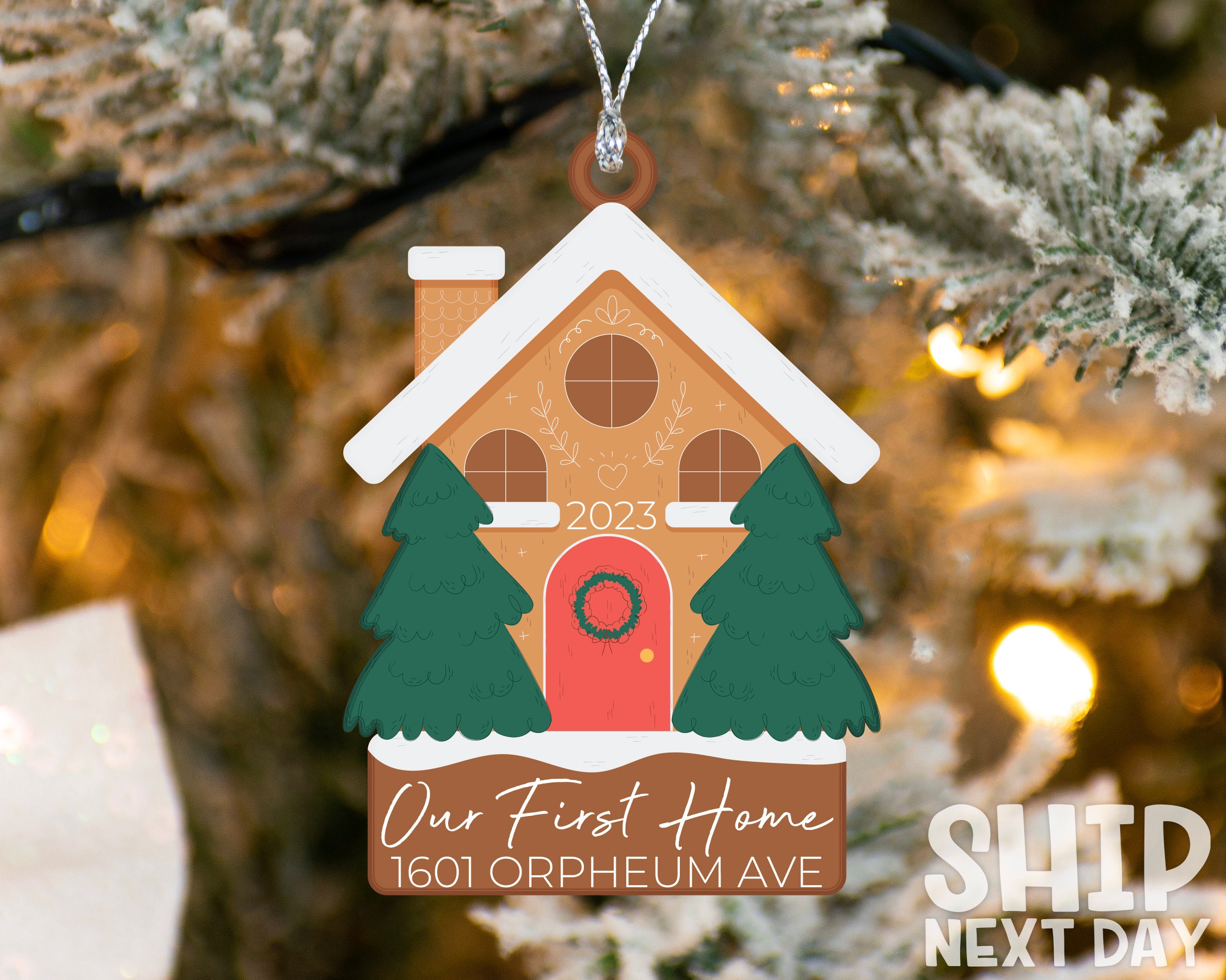 Our First Home Ornament, Personalized New House Ornament, Christmas Ornament, Address Ornament, Gingerbread Ornament, 2023 Christmas Decor