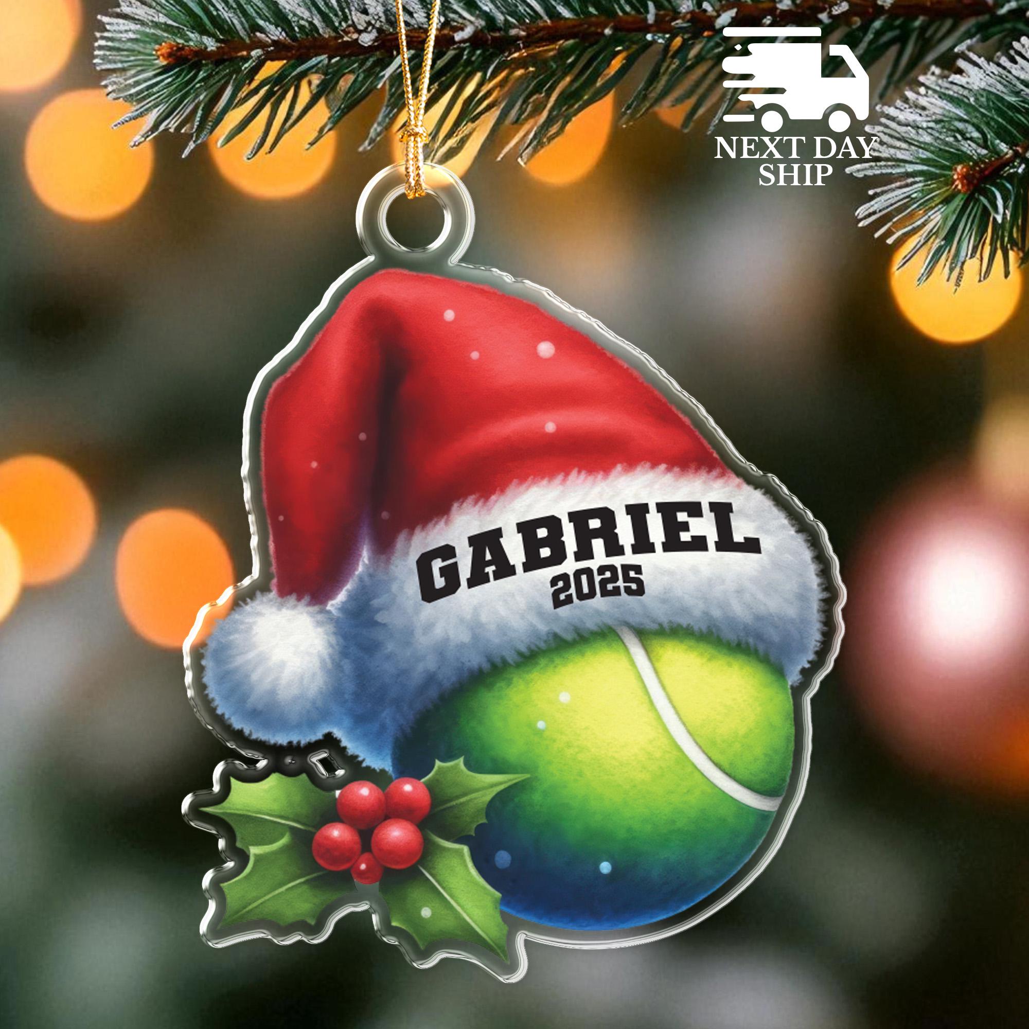 Tennis Christmas Ornament, Sports Holiday Tree Decoration, Custom Name Athlete Christmas Gift, Tennis Lover Gift, Tennis Coach Team Keepsake