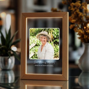 Acrylic Picture Frame with Light, Personalized Stand, Christmas Gifts, Memorial Picture Gift,  In Loving Memory Stand, Unique Night Lights