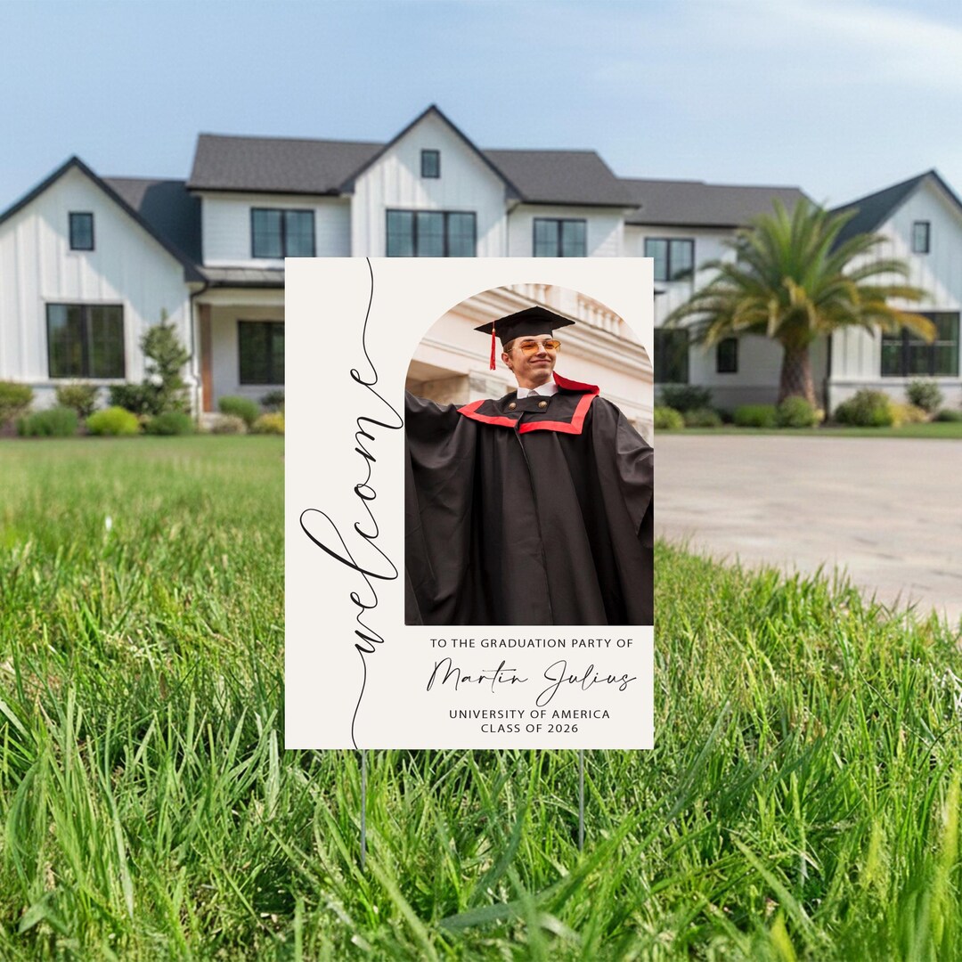 Graduation Party Yard Sign With Photo, Personalized Graduation Lawn ...