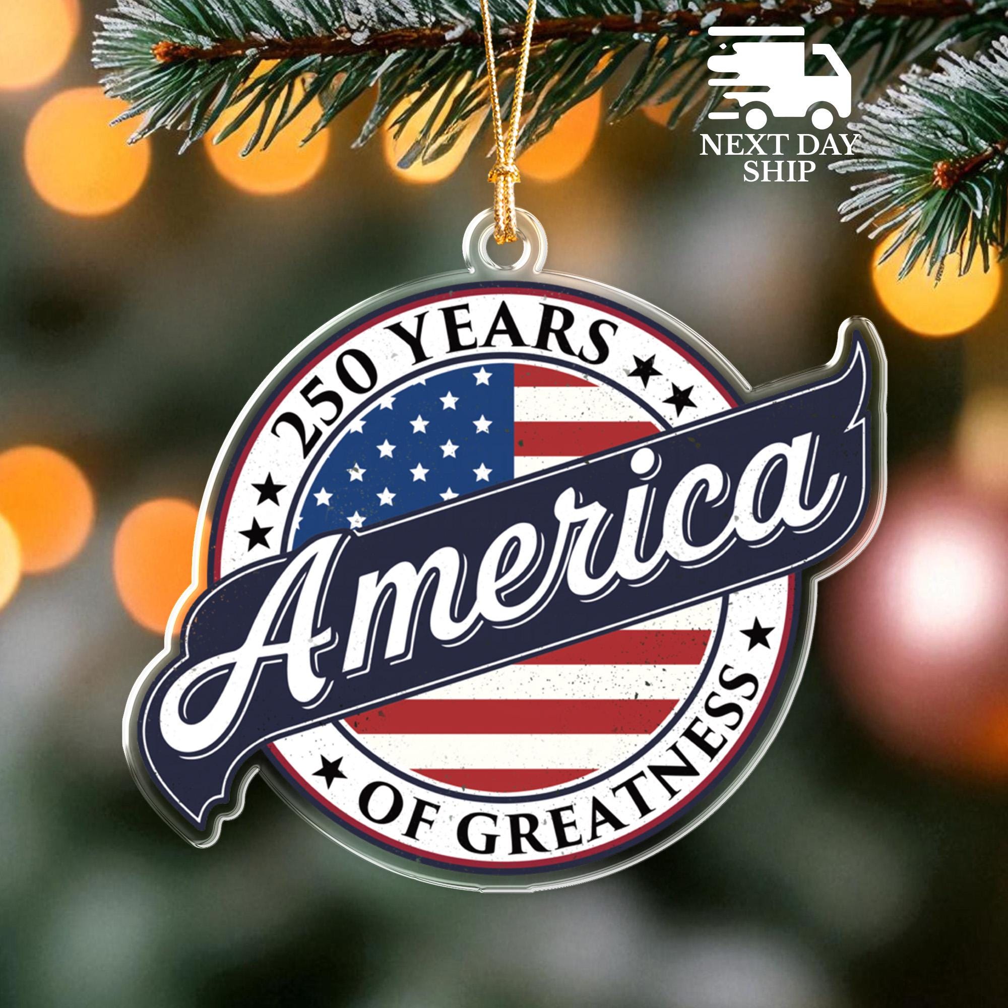 USA 250 Years Ornament Patriotic Eagle Christmas Ornament, 1776 2026 Independence Day Tree Decoration, American Holiday Keepsake Gift