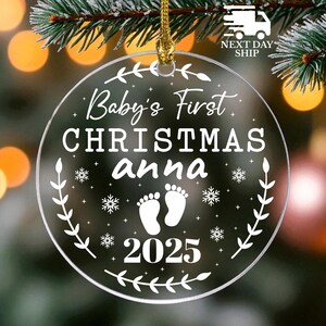 Baby's First Christmas Gift, Baby Name Ornament, Cute Baby Feet Ornament, Custom Newborn Name Keepsake, 2026 Baby Nursery Decor Ornament bild 9