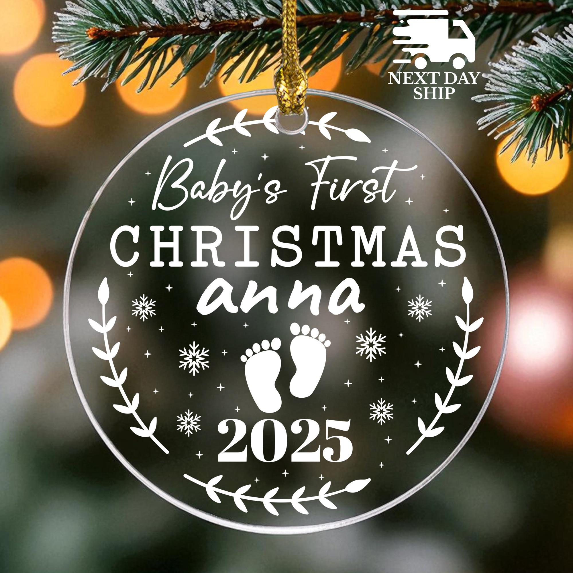 Baby's First Christmas Gift, Baby Name Ornament, Cute Baby Feet Ornament, Custom Newborn Name Keepsake, 2025 Baby Nursery Decor Ornament