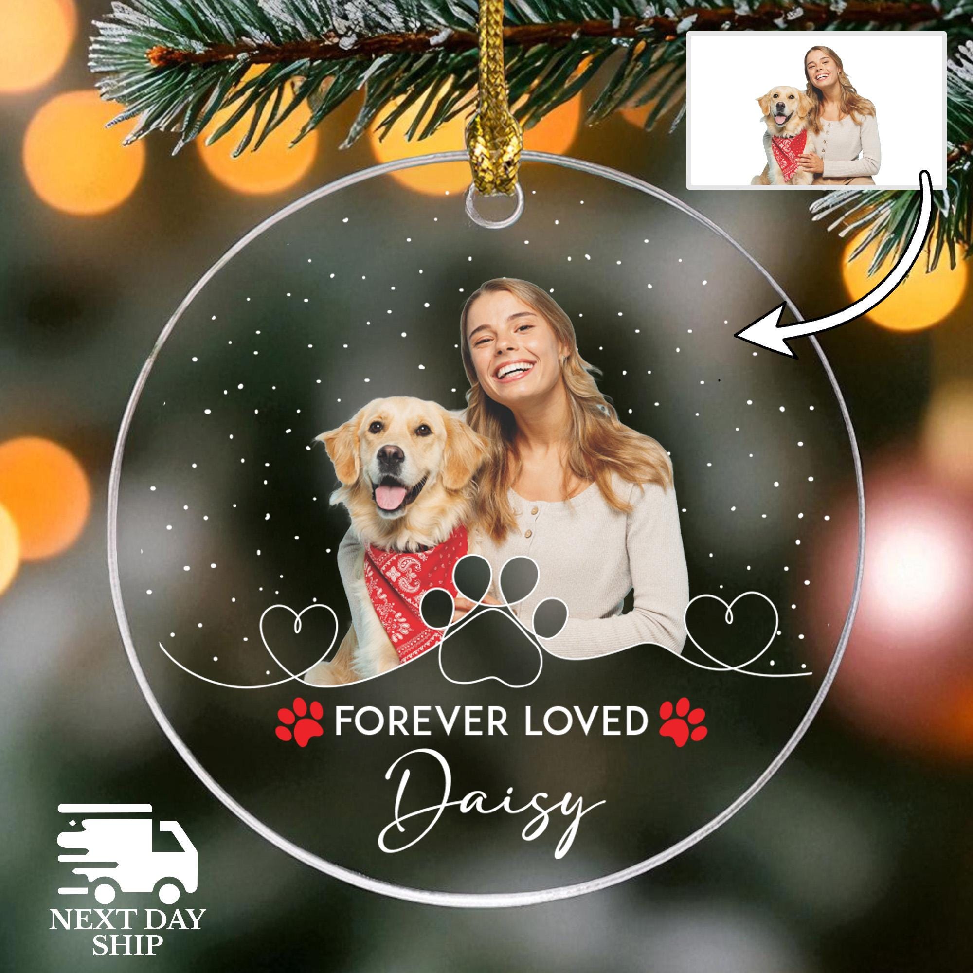 Custom Pet Memorial Ornament, Forever Loved Pet Keepsake, Dog Photo Ornament, Cat Picture Keepsake, Dog Loss Ornament, Pet Sympathy Gift