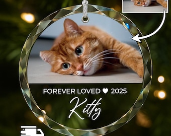 Pet Memorial Ornament, Custom Dog Picture Ornament, Forever Loved Ornament, Pet Loss Ornament, Cat Owner Ornament, Dog Keepsake Ornament