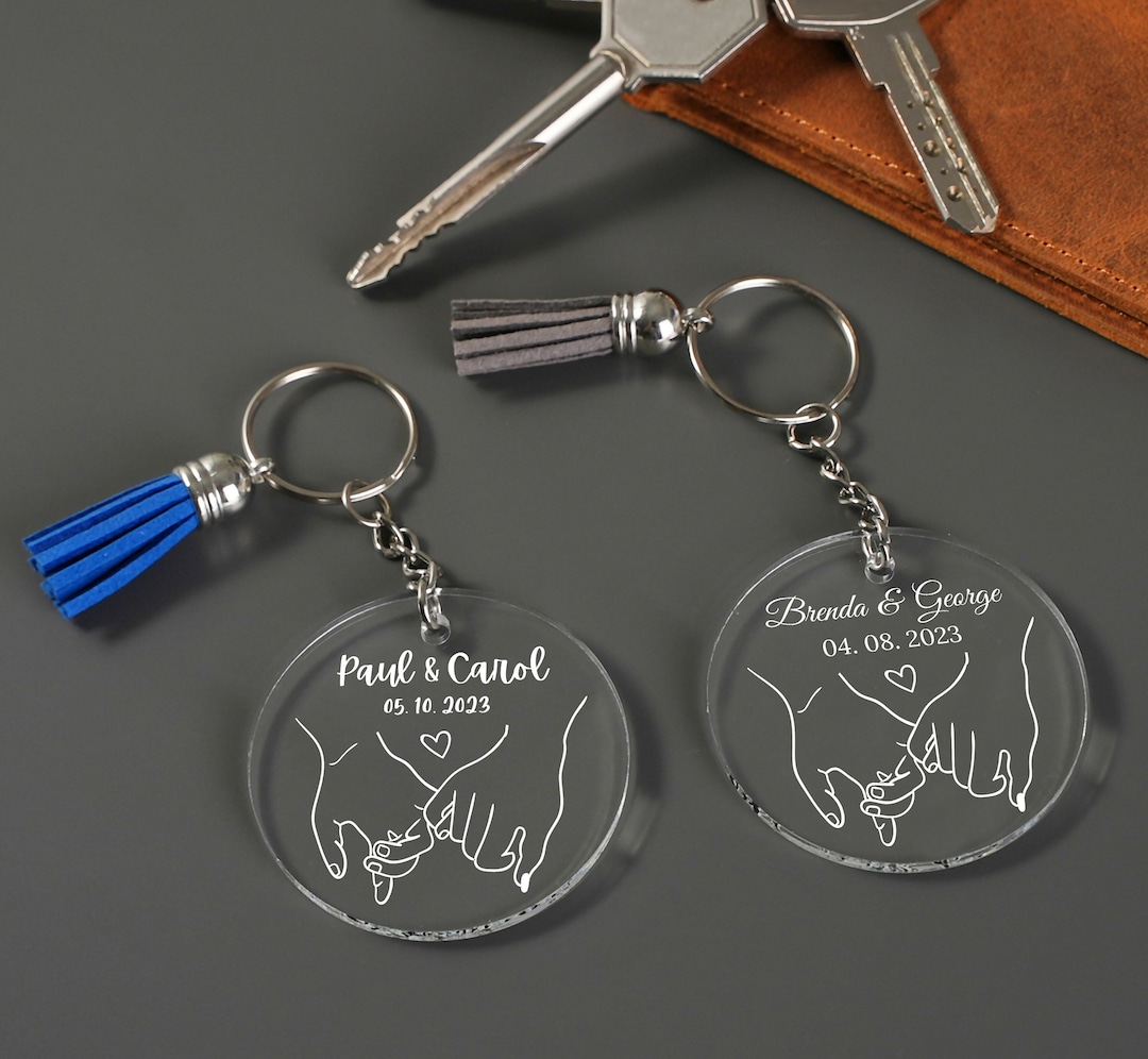 Custom Acrylic Couple Keychain, Personalized Keychain for Him, Matching