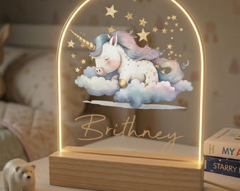 Unicorn Night Light, Bedside Night Light, Custom Acrylic Night Light, Nursery Decoration, Cute Kids Room Lamp, Name Night Light For Kids