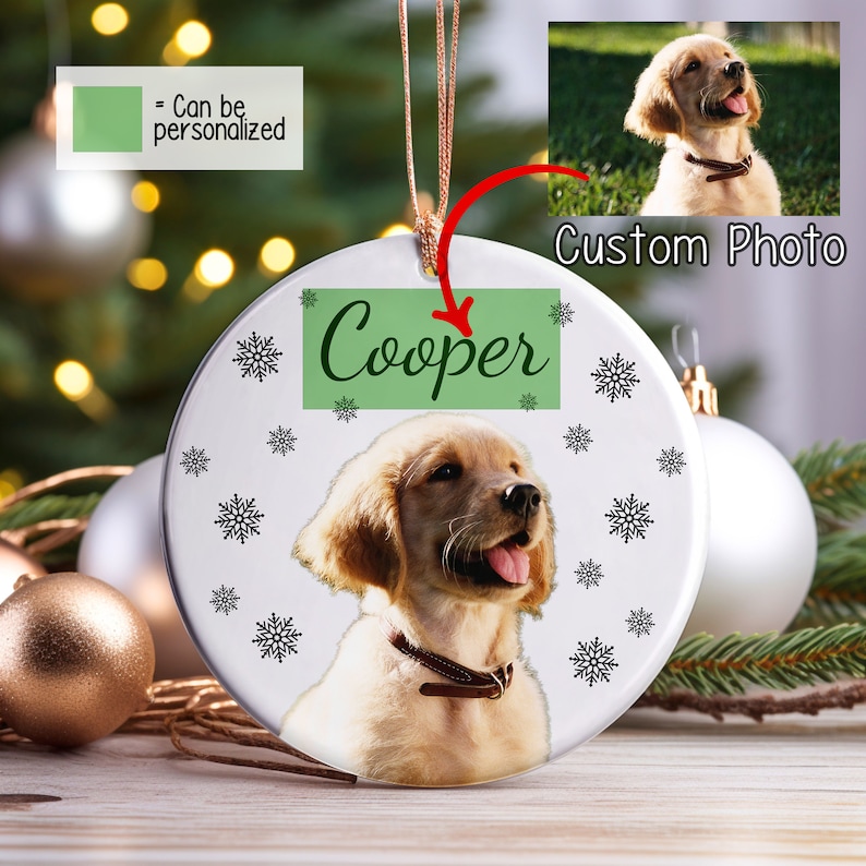 Personalized Puppy Picture Ornament, Custom Dog Ornament, Christmas Gifts, Gift For Dog Owners, Gift For Pet Lovers, Christmas Ornament image 2