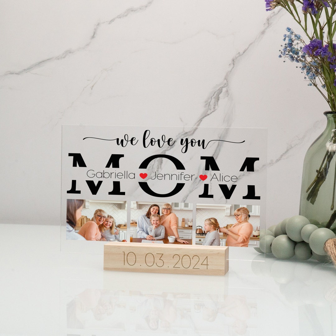 Custom Mom Picture Plaque, Acrylic Photo Stand With Kids Name, Personalized Mothers Day Gift ...