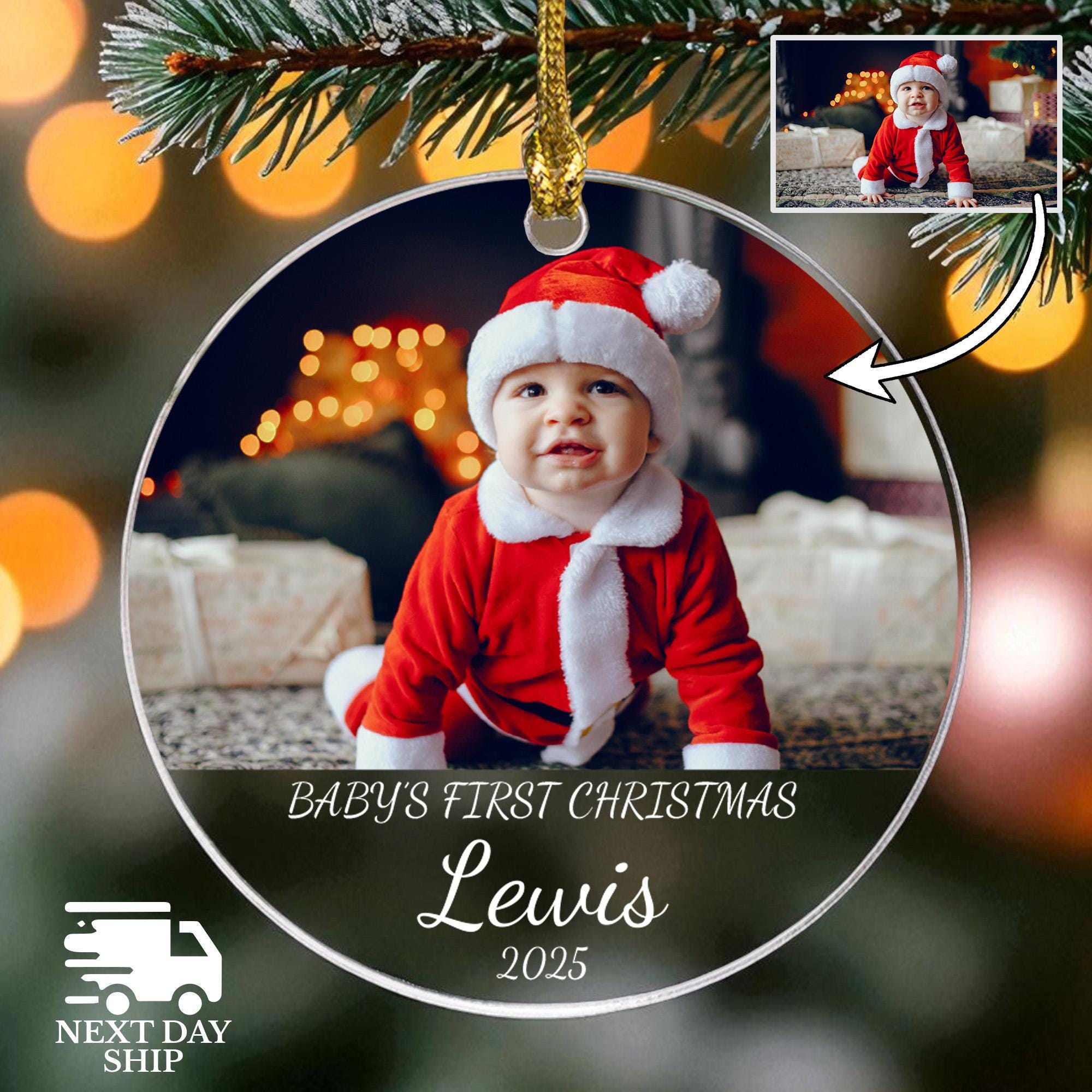 Custom Baby Picture Ornament, Baby First Christmas, Newborn Ornament, Baby Shower Gift, Baby Cute Ornament, Personalized Baby Photo Gift