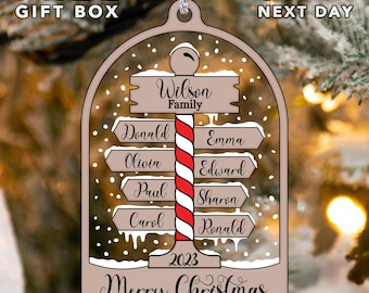 North Pole Ornament, Family Name Ornament, Valentines Gifts, Personalized Acrylic Ornament, Valentine Keepsake, Family Reunion 2025 Ornament