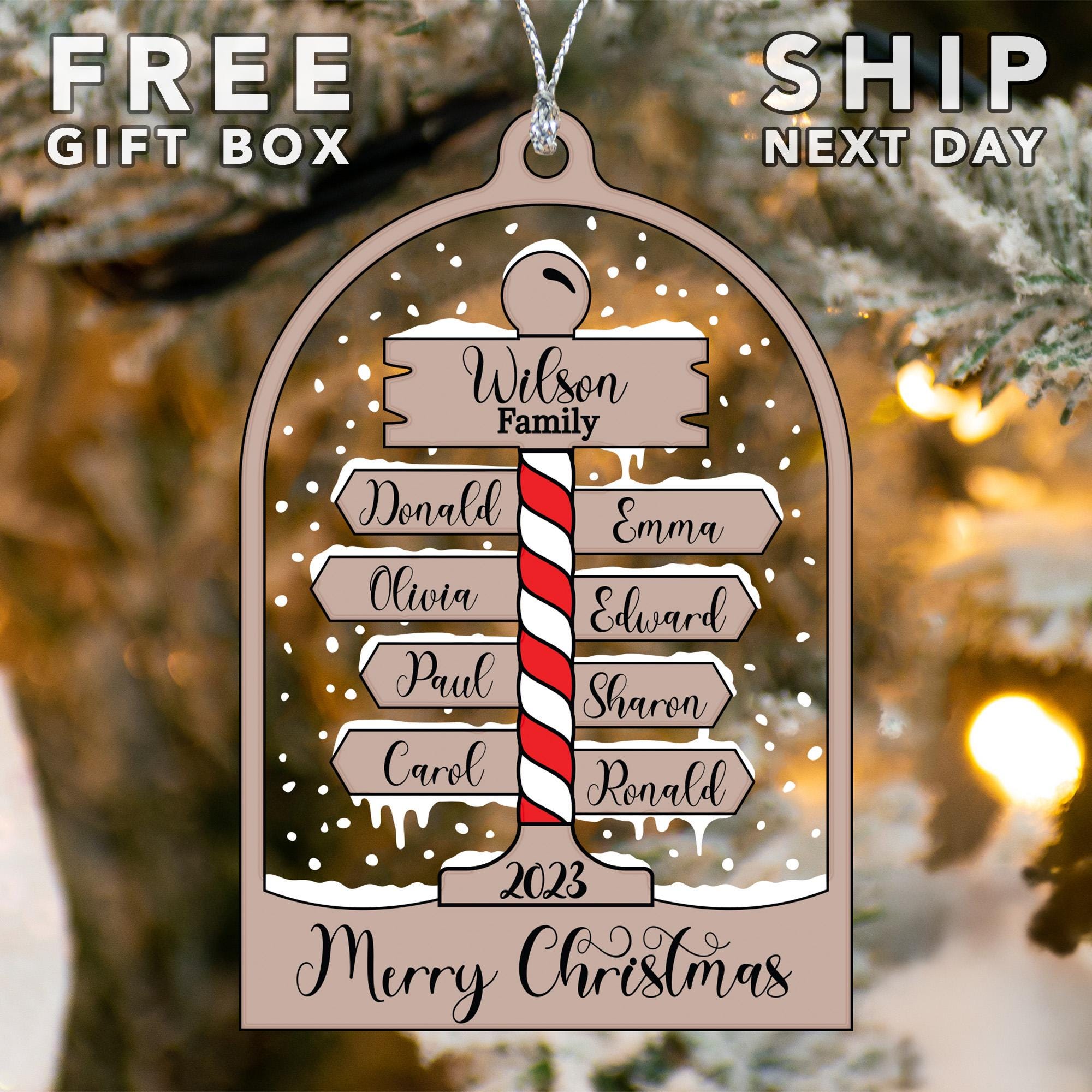North Pole Ornament, Family Name Ornament, Valentines Gifts, Personalized Acrylic Ornament, Valentine Keepsake, Family Reunion 2025 Ornament
