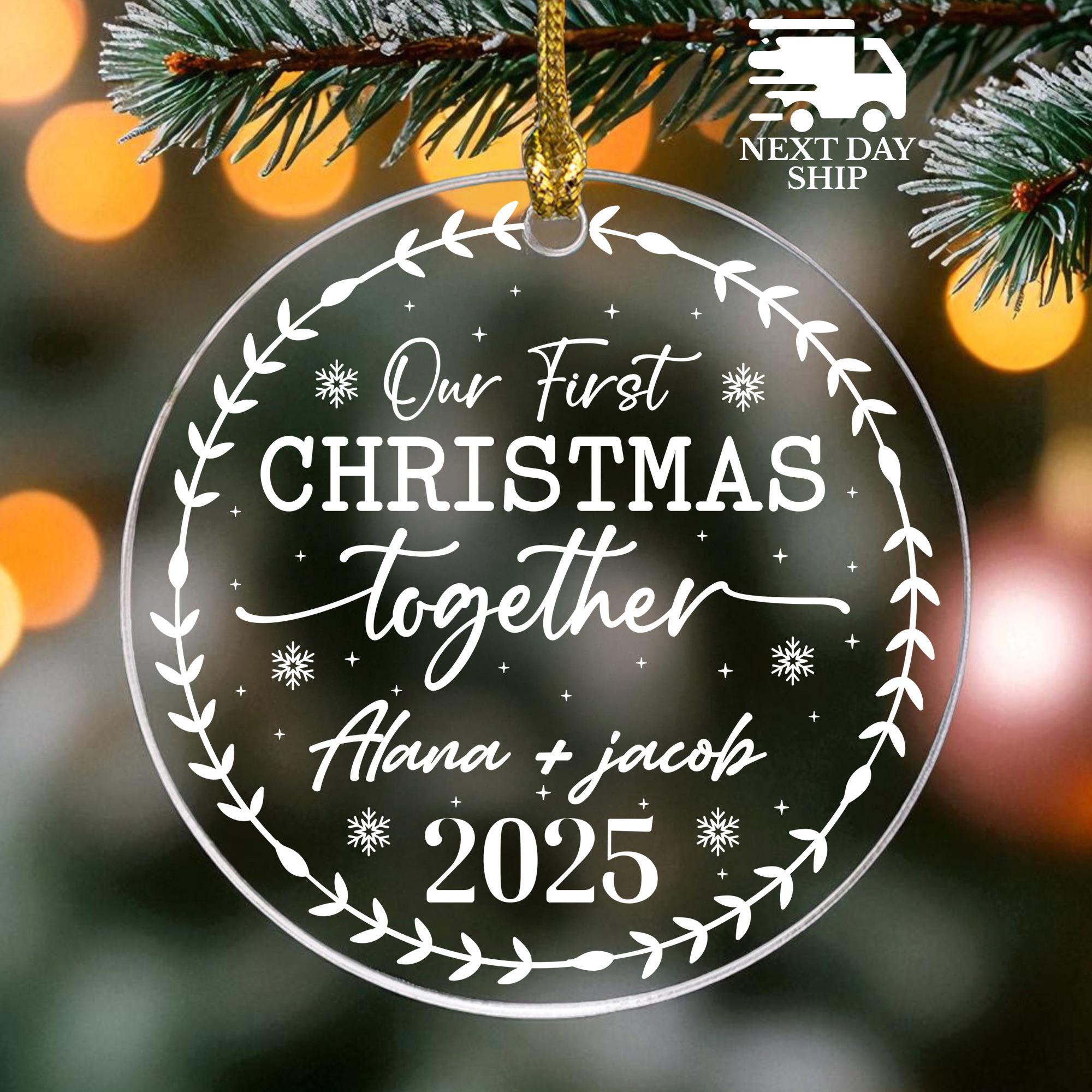 First Christmas Together Ornament, Christmas Couple Keepsake, Couple Names Ornament, 2025 Valentine Ornament, Clear Ornament, Christmas Gift