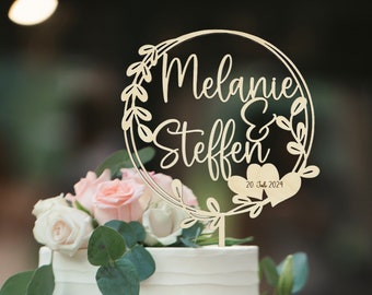 Birdart Box® Cake Topper pour mariages, anniversaires - Cake Topper en bois de haute qualité, Cake Topper moderne avec nom