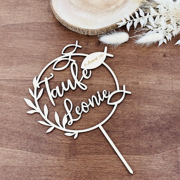 Cake topper Taufe Tortenaufstecker mit Namen Deko