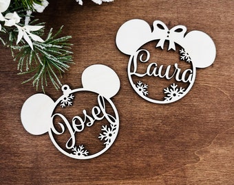 Christmas tree ball with name made of wood with ears