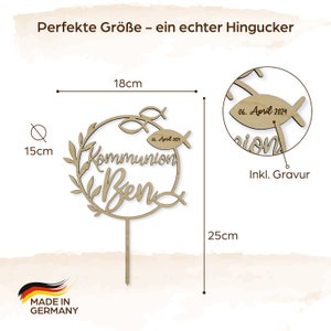 Cake Topper Kommunion, Konfirmation, Firmung Tortenaufstecker mit Namen Bild 2