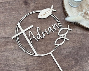 Cake Topper Taufe, Kommunion, Konfirmation, Firmung Tortenaufstecker mit Namen