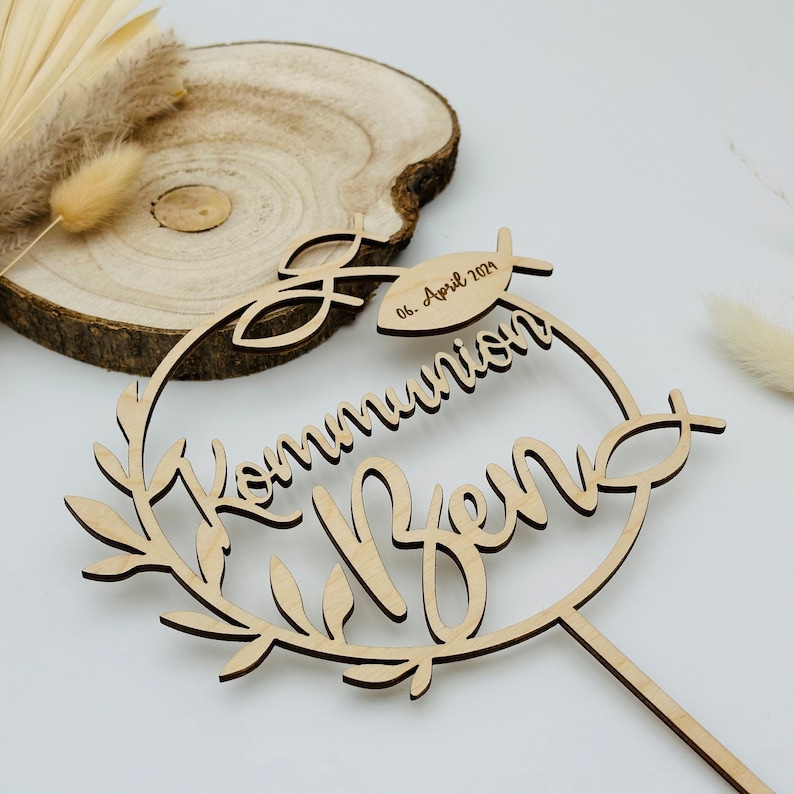 Cake Topper Kommunion, Konfirmation, Firmung Tortenaufstecker mit Namen Bild 8