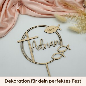 Cake Topper Taufe, Kommunion, Konfirmation, Firmung Tortenaufstecker mit Namen Bild 6