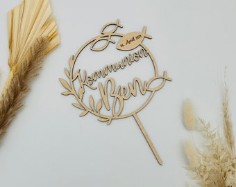 Cake Topper Kommunion, Konfirmation, Firmung Tortenaufstecker mit Namen