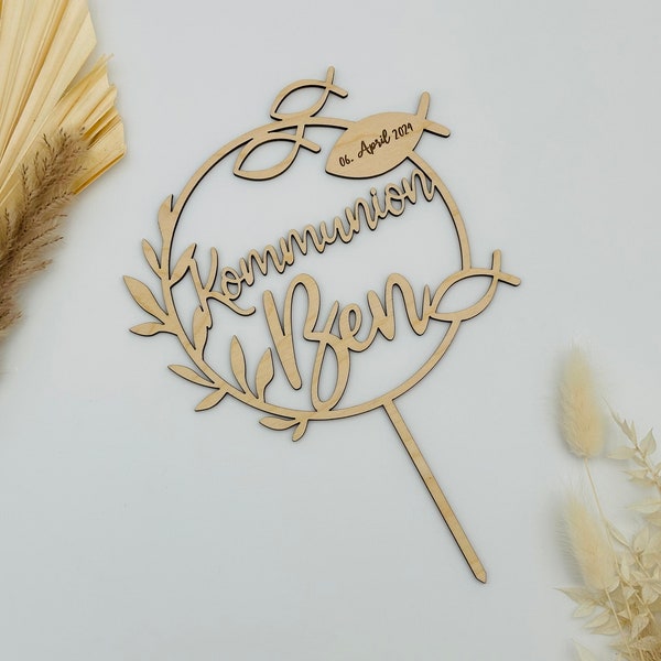 Cake topper Heilige Kommunion Tortenaufstecker mit Namen Deko