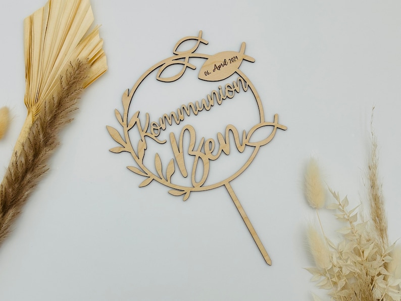 Cake Topper Kommunion, Konfirmation, Firmung Tortenaufstecker mit Namen Bild 1