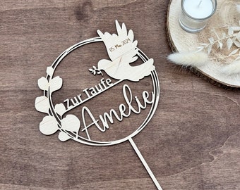 Cake Topper Taufe, Kommunion, Konfirmation, Firmung Tortenaufstecker mit Namen