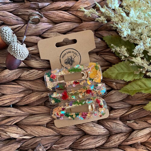 Resin Hair Clip Dried Flowers Etsy