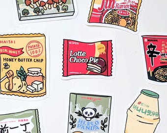 Korean Snacks Stickers | Korean Snacks, Korean Food, Asian Food, Instant Ramen, Hand Drawn Planner Stickers, Bullet Journal Stickers