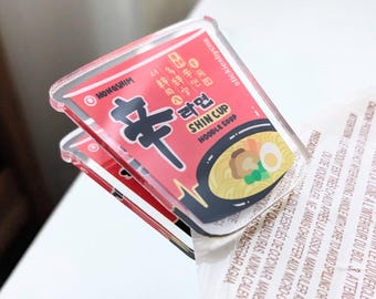 Snacks Chip Clip | Shin Ramen Instant Noodles Art | Banana Milk Art | Red Bean Ice Cream Art | Binder Clip | Acrylic Binder Clip | Bag Clip