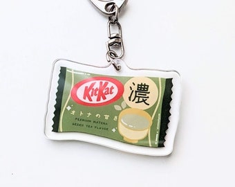 Matcha KiKat Keychain, Japanese KitKat, Matcha Dessert, Kawaii Double Sided Acrylic Keychain, Bag Accessory, Cute Accessories For Bags