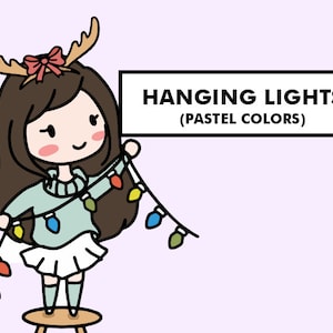 Sarah Hanging Lights Sticker, Christmas Sticker, Winter Sticker, Holiday Sticker | Hand Drawn Planner Stickers, Bullet Journal Stickers