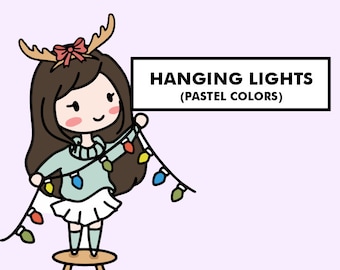 Sarah Hanging Lights Sticker, Christmas Sticker, Winter Sticker, Holiday Sticker | Hand Drawn Planner Stickers, Bullet Journal Stickers