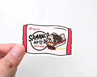 Pegatina de sándwich de helado coreano Samanco / Helado de fresa / Snacks coreanos, pegatinas dibujadas a mano para agendas y bullet journals.