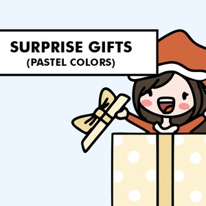 Sarah sorpresa regalos pegatinas, pegatinas de regalos, pegatinas de regalo, pegatinas de regalos / pegatinas de planificador dibujadas a mano, pegatinas de diario de balas